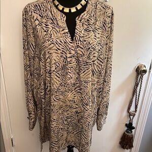 Animal Print Long Sleeve Blouse